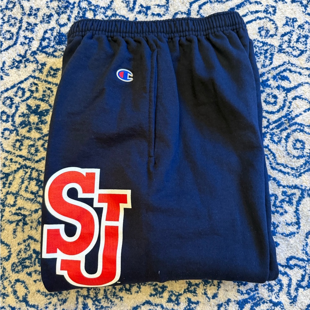 Champion Dark Blue Sweatpants with Red SJ Logo